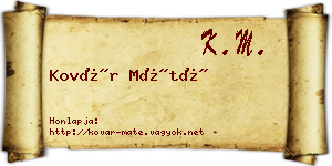 Kovár Máté névjegykártya